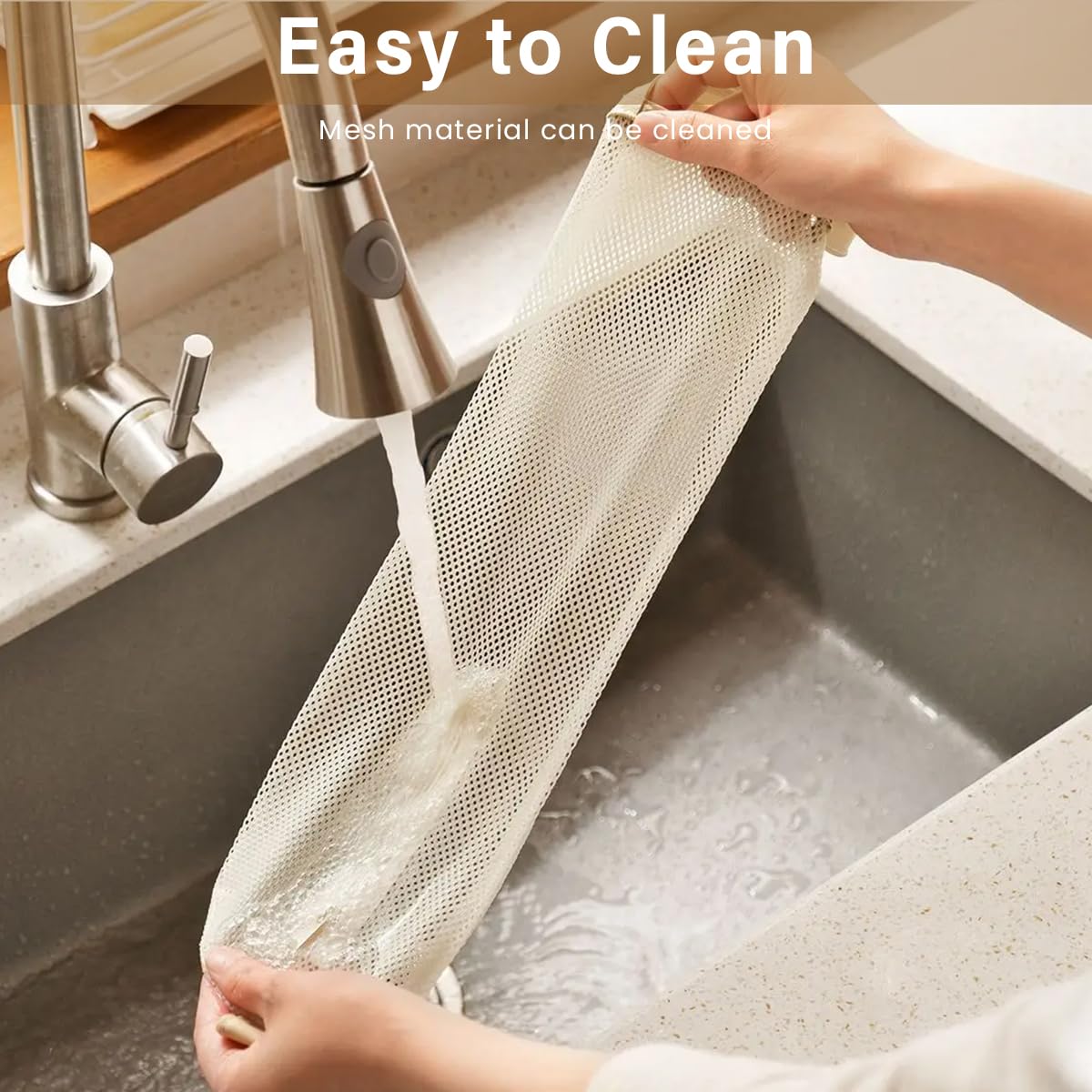 HASTHIP 2PCS Mesh Garbage Bag, Mesh Hanging Garbage Bag Dispensers, Reusable and Washable, Hanging Storage Bag Grocery Bags Holder for Kitchen and pantry