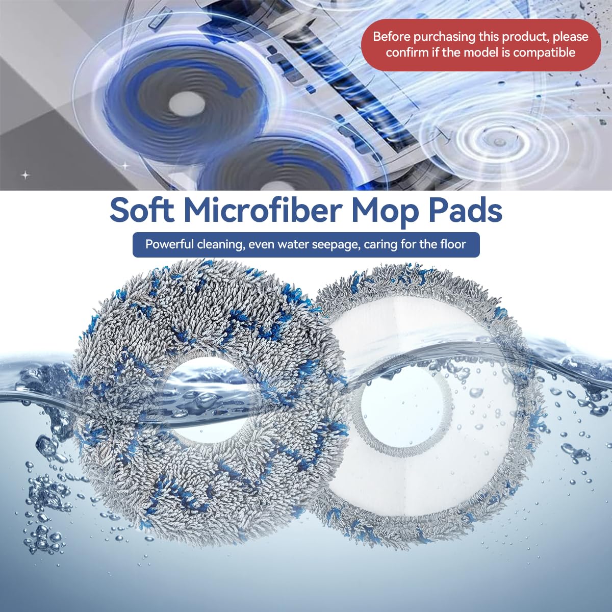Verilux 4Pcs Replacement Mop Cloth for ECOVACS DEEBOT T20 Pro/Max Microfiber Mop Pads Washable and Reuseable Absorbent Mop Pads Spare Mop Cloth for Hard Floor, Tile, Hardwood, and Laminate