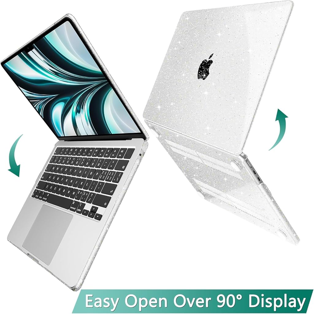 HASTHIP Laptop Case for MacBook Air M2 A2681/M3 A3113 13.6 inch Sparkling Transparent Laptop Case Fashion Cover Transparent Laptop Case Cover Compatible with MacBook Air13.6 A2681/A3113