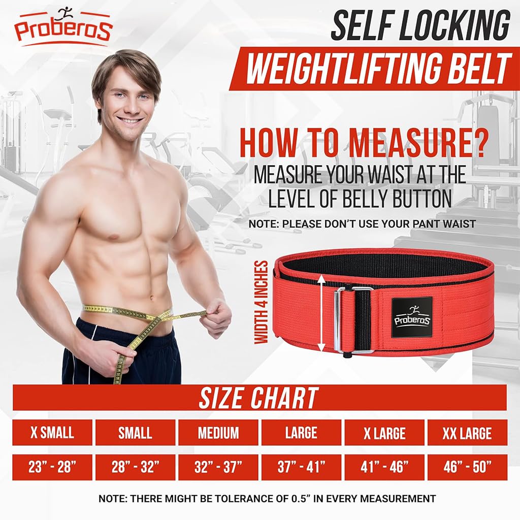 Proberos Weight Lifting Belt Workout belt Protective Waist Belt Adjustable Wide Waist Belt for Men Women Nylon Webbing Fitness Waist Belt for Work Out, Running, Weight Lifting, Yoga, Cross Fit, XL