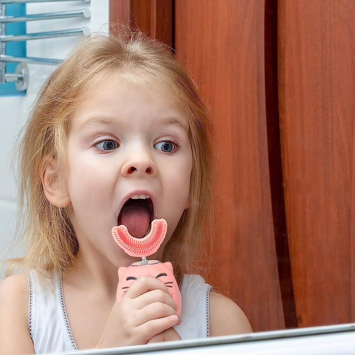 HANNEA Toothbrush For Kids, Electric U Shaped Ultrasonic Brush Tooth, Chargeable automatic Tooth Brush With 3 Cleaning Modes IPX7 Waterproof USB Rechargeable Toothbrush (Ages 3-7)