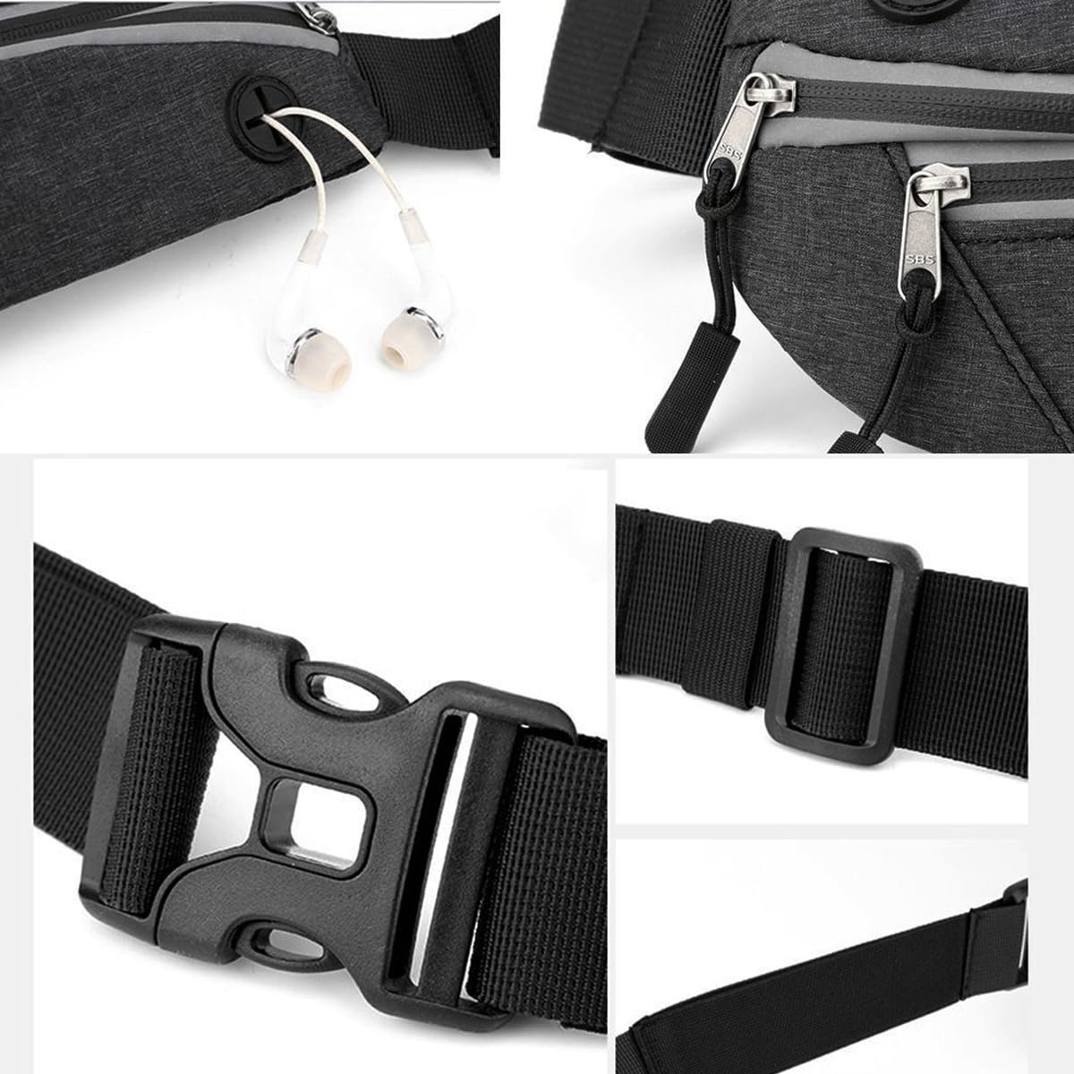 GUSTAVE Waist Bag for Running Unisex, Stylish Chest Bag for Men Women, Small Fanny Pack, Waterproof Nylon Waist Pack for Outdoor Hiking, Running, Travel, Black