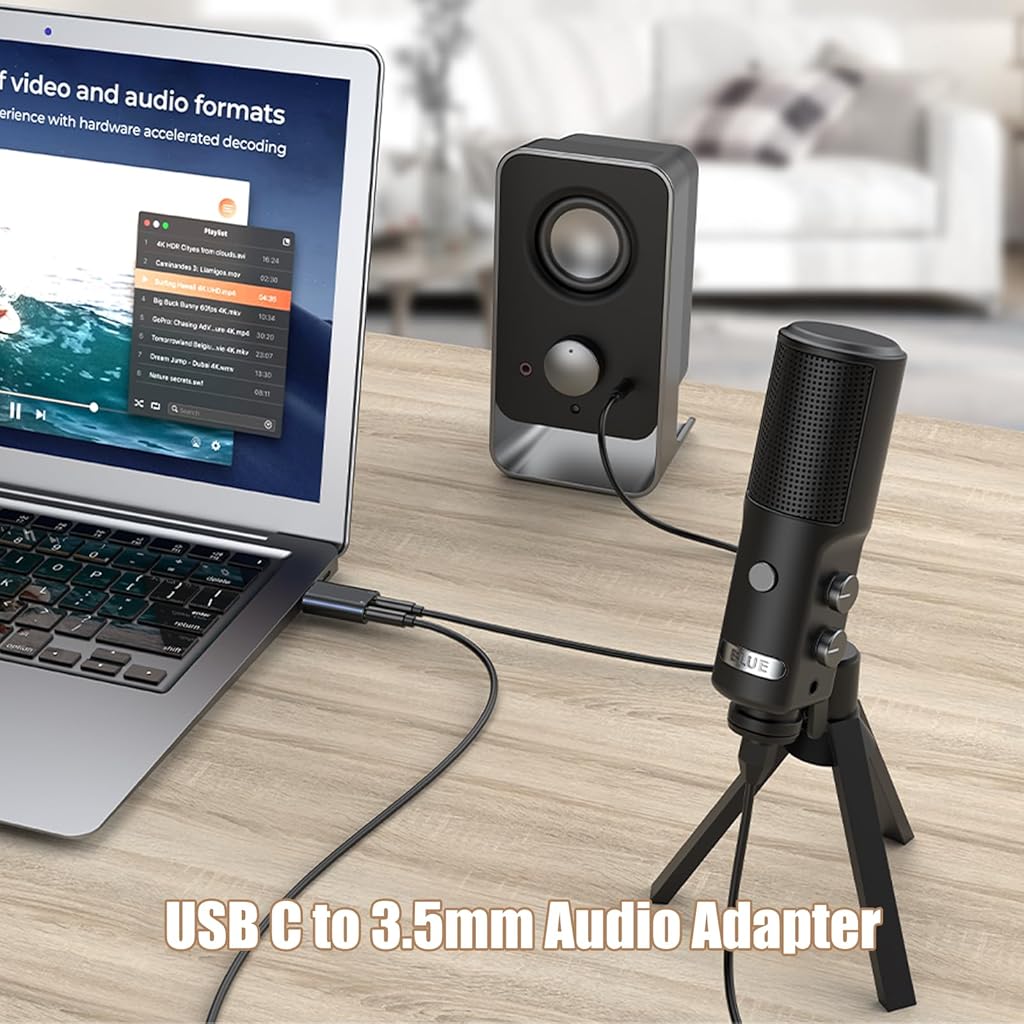 Verilux® USB C Sound Card to 3.5mm Jack Audio Adapter Type Aux External Stereo Headphone for PS4 PS5 Mac Linux Laptop Desktops Docking Station 2PCS