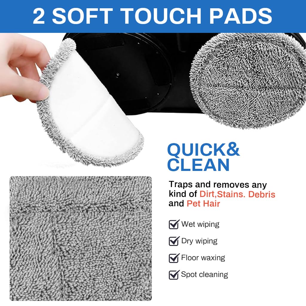 Verilux 2Pcs Replacement Mop Pads for AGARO Floor Scrubber 16cm/6.3 inches Mop Pads Water Abserbent Scrubbing Pads Cleaning Pads Universal Replacement Mop Pads
