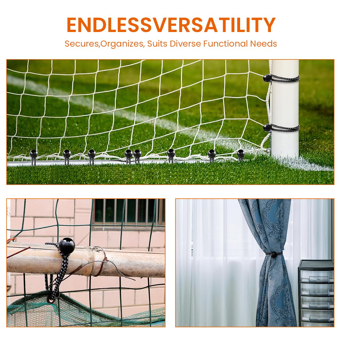 HASTHIP 8Pcs Ball Bungee Cord - 6-Inch Multipurpose High-Stretch Bungee Cord for Canopy, Tarp, Straps, Tent, Poles & Wires Outdoor & Indoor Activities