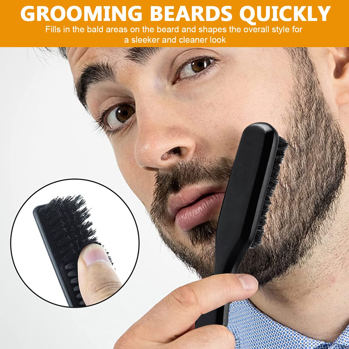 MAYCREATE Beard Pencil Filler for Men Beard Filler with Bristle Beard Brush Natural Mustache and Eyebrow Enhancer to Fill, with Wooden Handle, Promotes Beard Growth