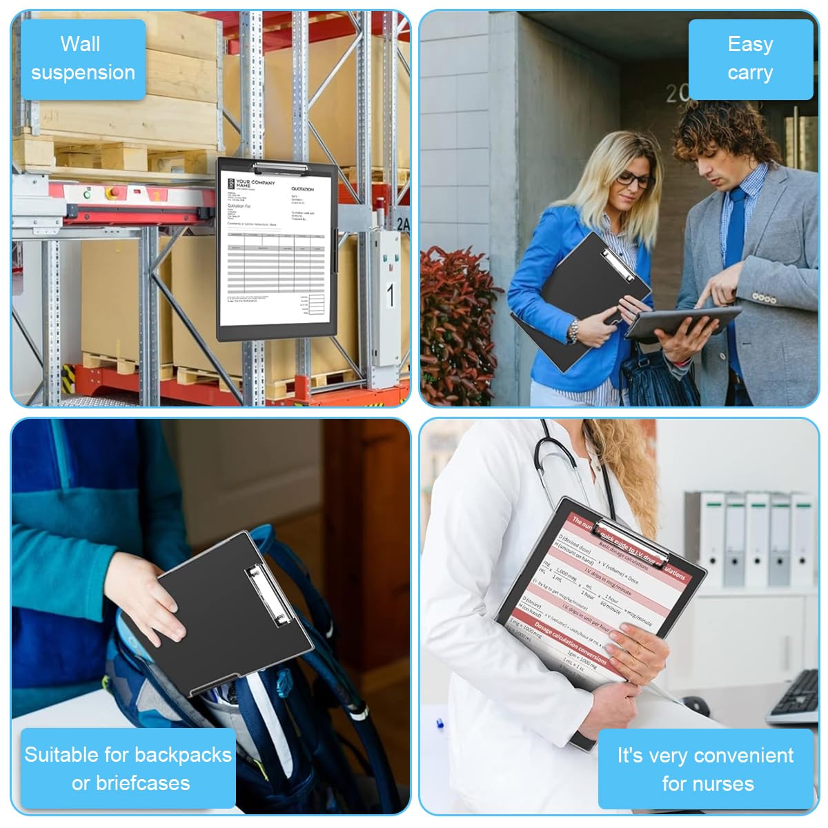 Climberty A4 Clipboard File Folder, 2-In-1 Dual-Layer Design, Dry Erase Plastic Nursing Clipboard Box, High Capacity Clipboard Folder for Teacher Coaches, School & Office Supplies, 240x340x37mm