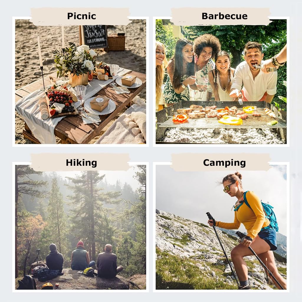 Supvox Portable Flatware Silvery Camping Stainless Steel Outdoor Tableware Set Travel Portable Fork Spoon Bottle Opener 4 in 1 Multi-Functional Dinning Cutlery