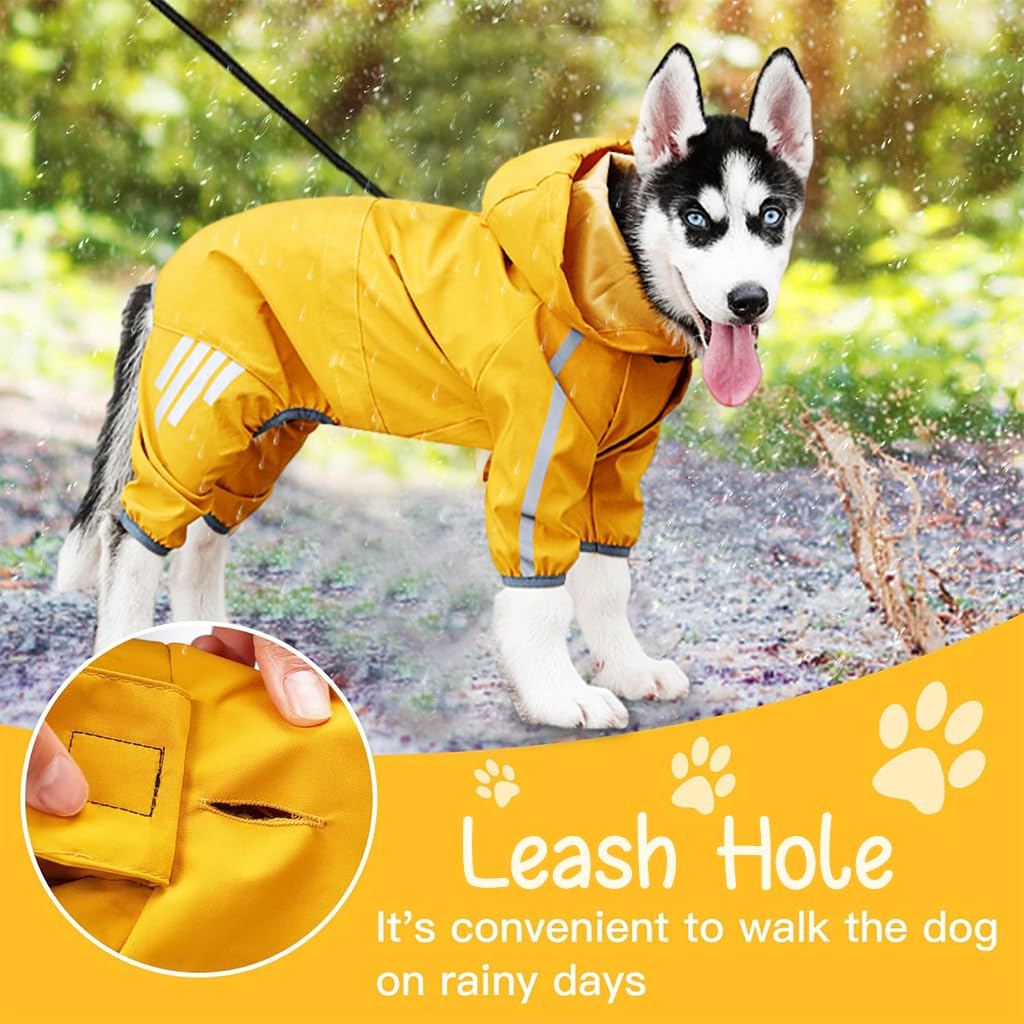 Qpets Dog Zip Up Dog Raincoat with Reflective Buttons