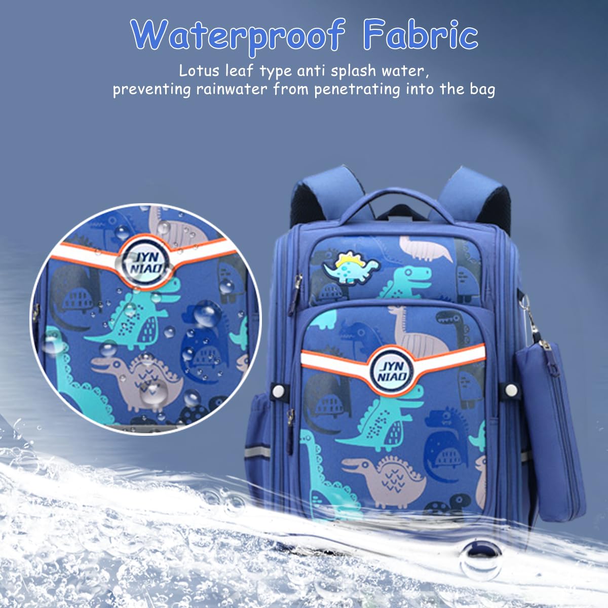 PALAY School Backpack for Boy Backpack on Wheel SchoolBoy 6-12 Years Old Waterproof Cartoon Print Boys Backpack with Detachable Wheel Stand Lightweight Travel Backpack for Kids