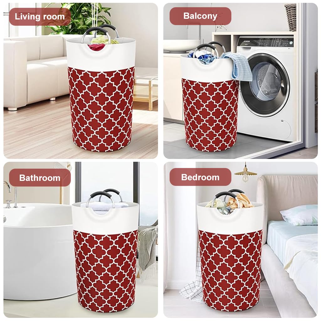 HASTHIP Laundry Basket with Metal Handle Large Capacity Laundry Basket Hamper Bag Foldable Laundry Basket Fashion Print Laundry Basket, 15 x29.13 inches