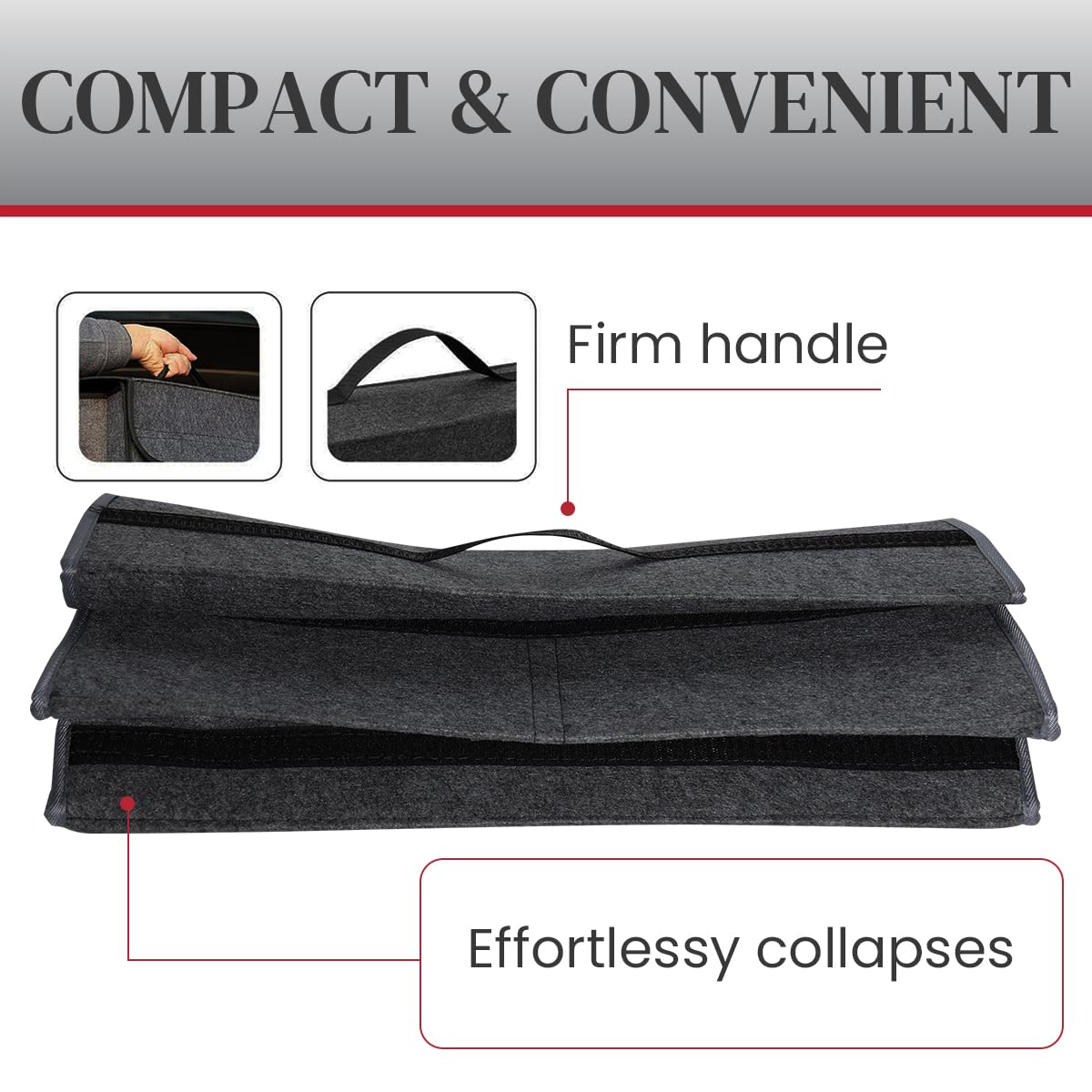 STHIRA Car Organizer Bag Tool Bag Felt Made Organizer Bag Car Trunk Organizer Bag Portable Car Trunk Organizer Bag with Handles Utility Car Organizer Bag for Accessories, Tools, 50x24x17cm