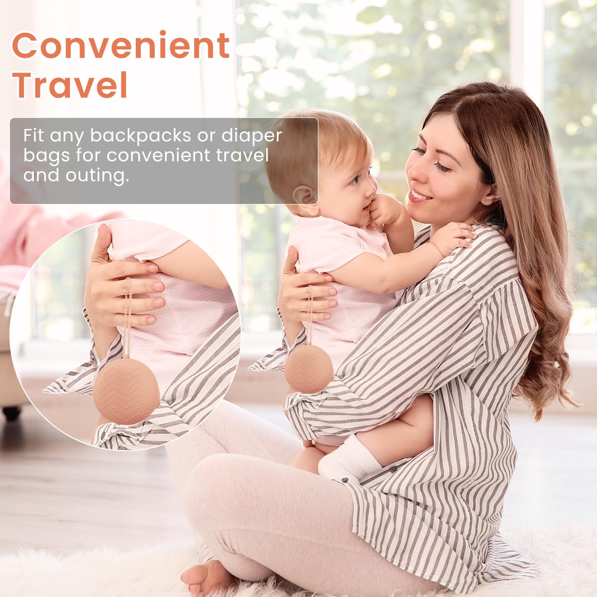 SNOWIE SOFT Portable Baby Pacifier Holder Case with Handstrap, BFA Free Silicone Pouch Pacifier Case Organizer Storage Bag, Travel Pacifier Storage Pouch Waterproof Dustproof Baby Pacifiers Newborn