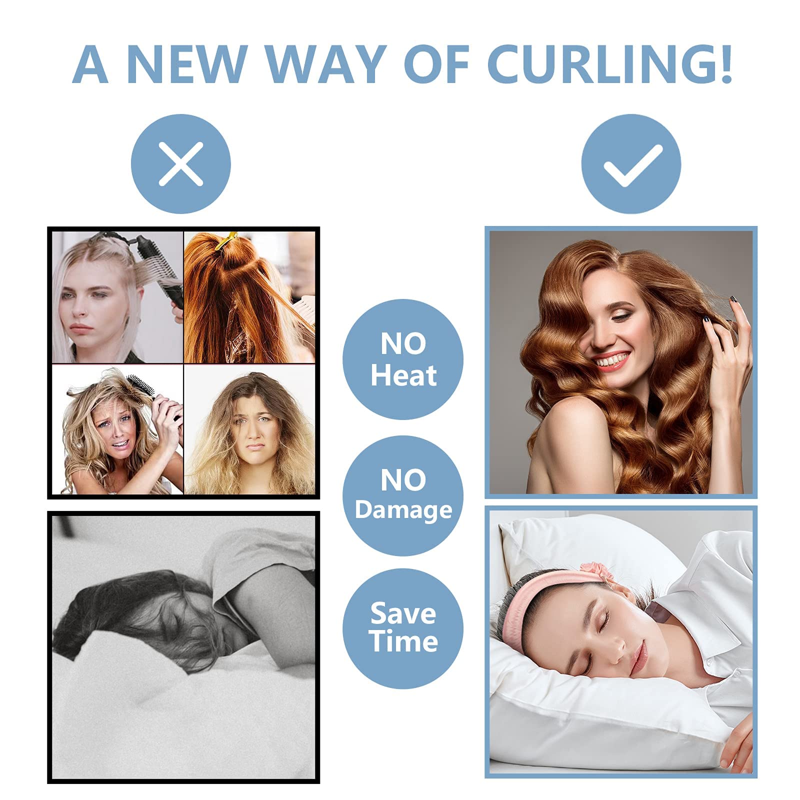 MAYCREATE Hair Curling Tools for Your Hair no Heat Hair Curler Heatless Hair Sleeping Soft Headband Wave Formers Hair Rollers DIY Hair Styling Tools for Long Medium Hair