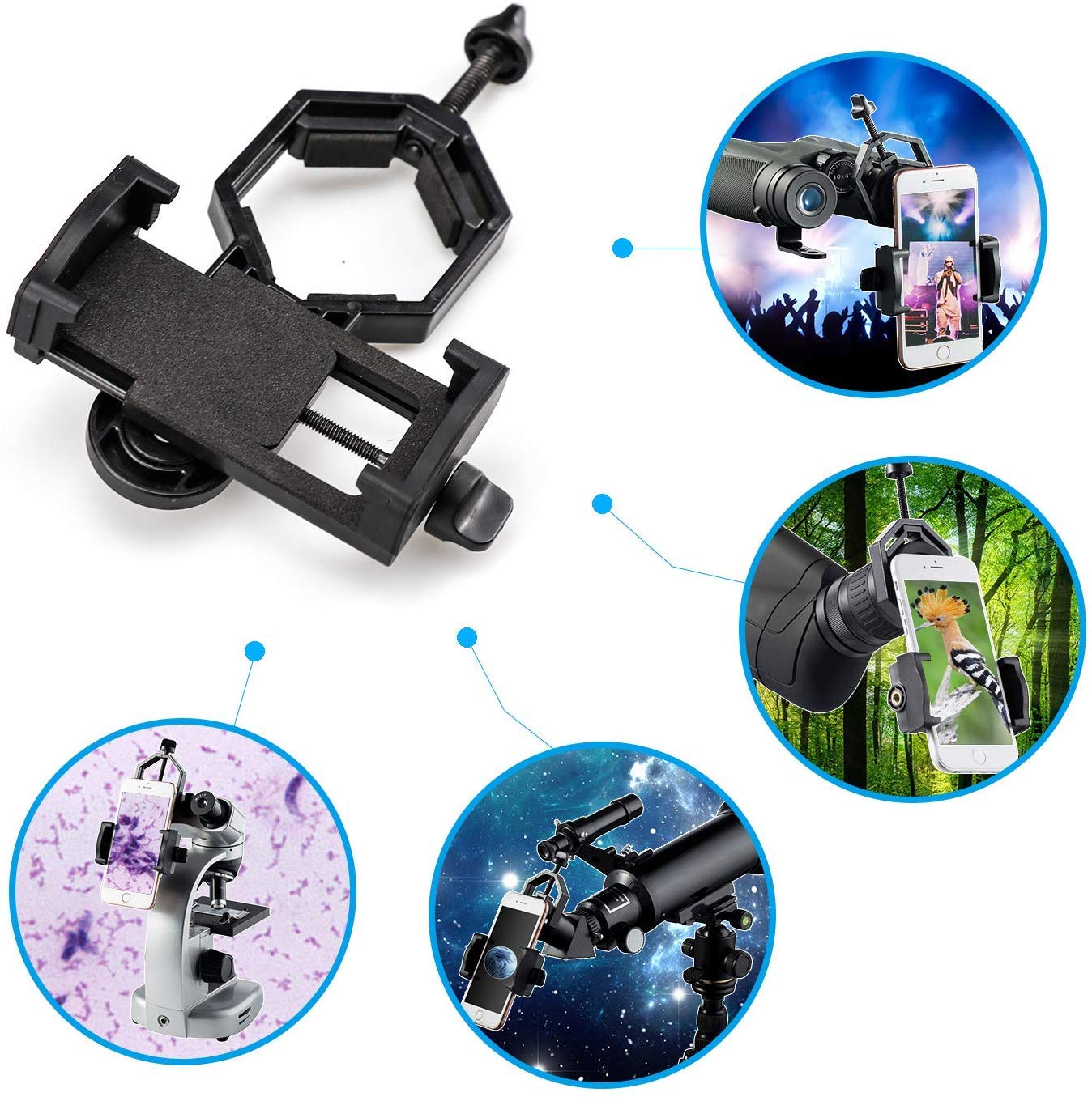 ELEPHANTBOAT Metal Telescope Spotting Scope Camera Mobile Phone Mount Holder Bracket Clip