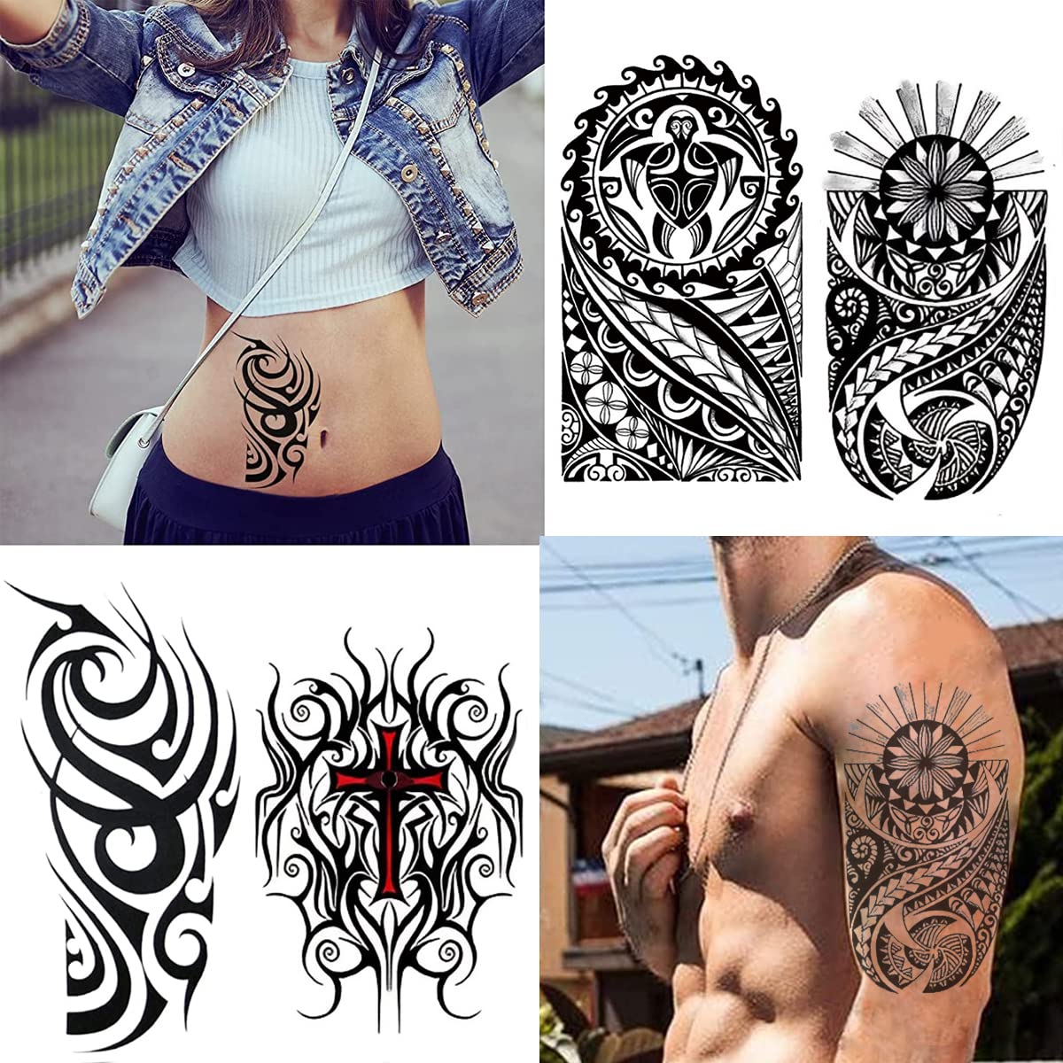 MAYCREATE 35 Sheets Temporary Tattoo Sticker For Men Black Tatto Sticker Beast on Arm Waterproof Large Tattoo Stickers Assorted Tatto Sticker