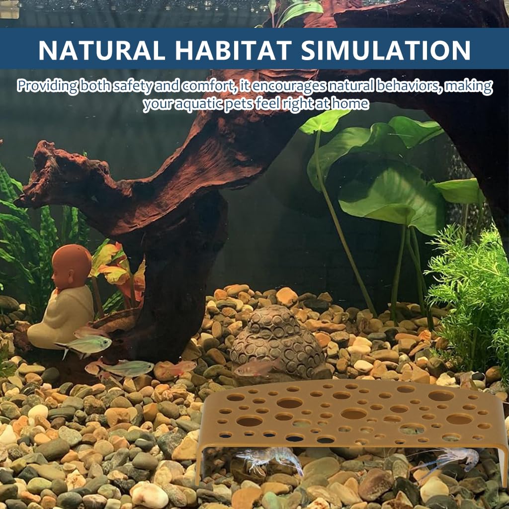 Qpets Aquarium Tunnel, Hiding Cave Fish Tank Betta Fish Hiding Cave Shrimp Hiding Cave Plastic Porous Fish Tank Hiding Cave Platform for Small Fishes Shrimps