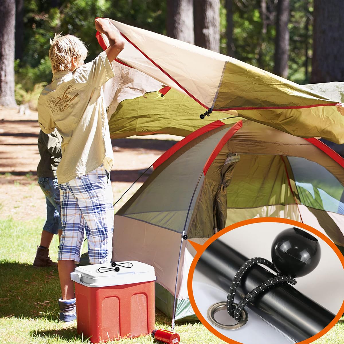 HASTHIP 8Pcs Ball Bungee Cord - 6-Inch Multipurpose High-Stretch Bungee Cord for Canopy, Tarp, Straps, Tent, Poles & Wires Outdoor & Indoor Activities