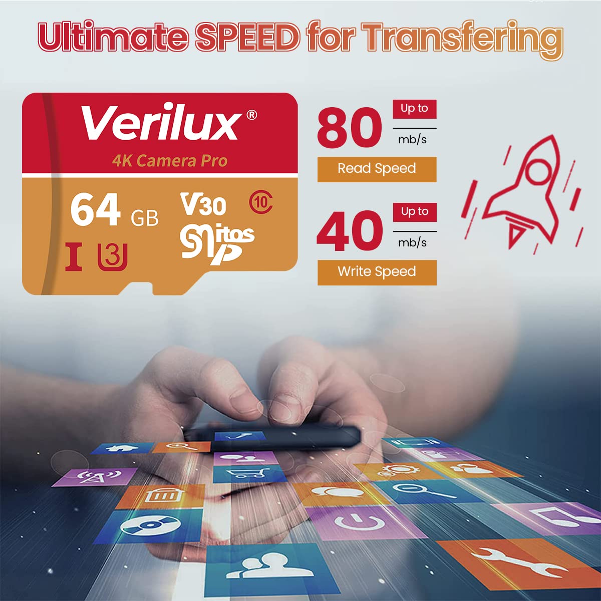 Verilux Micro SD Card 64 GB Universal Camera SD Card Memory Card with SD Card Adapter