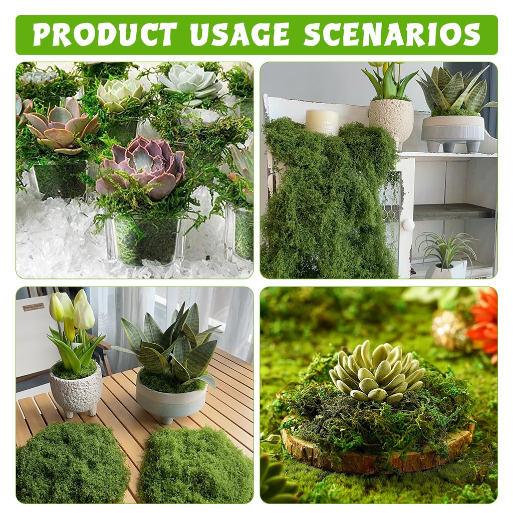 HASTHIP Artificial Moss, Fake Moss for Crafts, Decorative Moss for Table Centerpieces Fairy Garden Wedding Party Decor, Faux Moss for Potted Plants