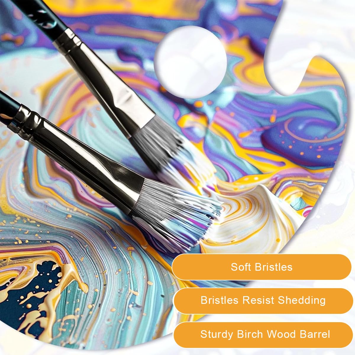 HASTHIP 24Pcs Multifunctional Acrylic Painting Brushes Set with Roll-Up Pouch, Fine Nylon Bristles Painting Brushes Multi Purpose Art Painting Brush for Beginners and Professionals