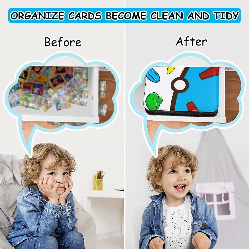 PATPAT® Poke-mon Game Card Binder for 400 Cards Trading Cards Holder Organizer, Poke-mon Cards Collection Bag Game Cards Binder Case, Game Cards Case Gifts for Kids Boys Girls