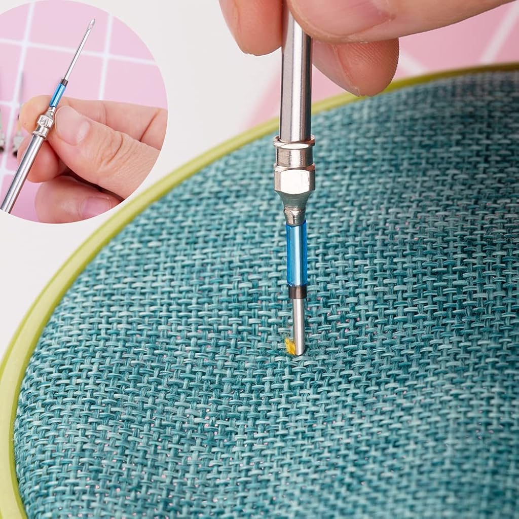 HASTHIP 15 Pcs Tufting Punch Needles Kit for Women Girl with Different Thickness Pinholes,Embroidery Stitching Punch Needle for Cross Stitch Tools Knitting Needle Art Handmaking Sewing