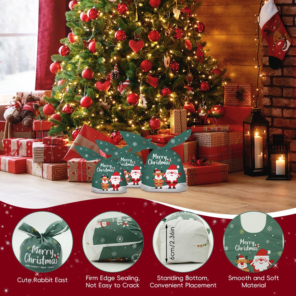 HASTHIP 50pcs Christmas Gift Bags Christmas Gift Packing Bags Christmas Candy Bags for Kids Treat Bags Party Favor Bags for Christmas Party, 13.8x23cm