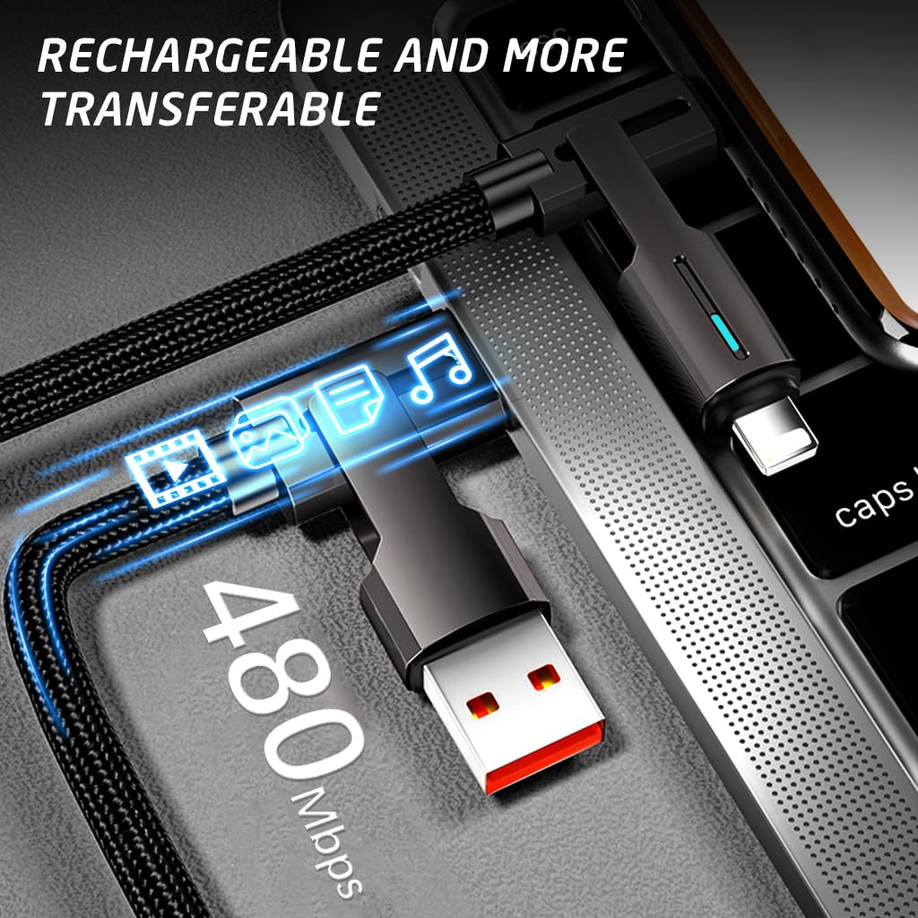 Verilux USB C Cable 4-in-1 USB C Cable Support 100W PD Fast Charging Cable &Data Sync Color Woven Charging Cable Multi Connector USB Charging Cable for iPhone 14 13 Samsung Galaxy S23/S22