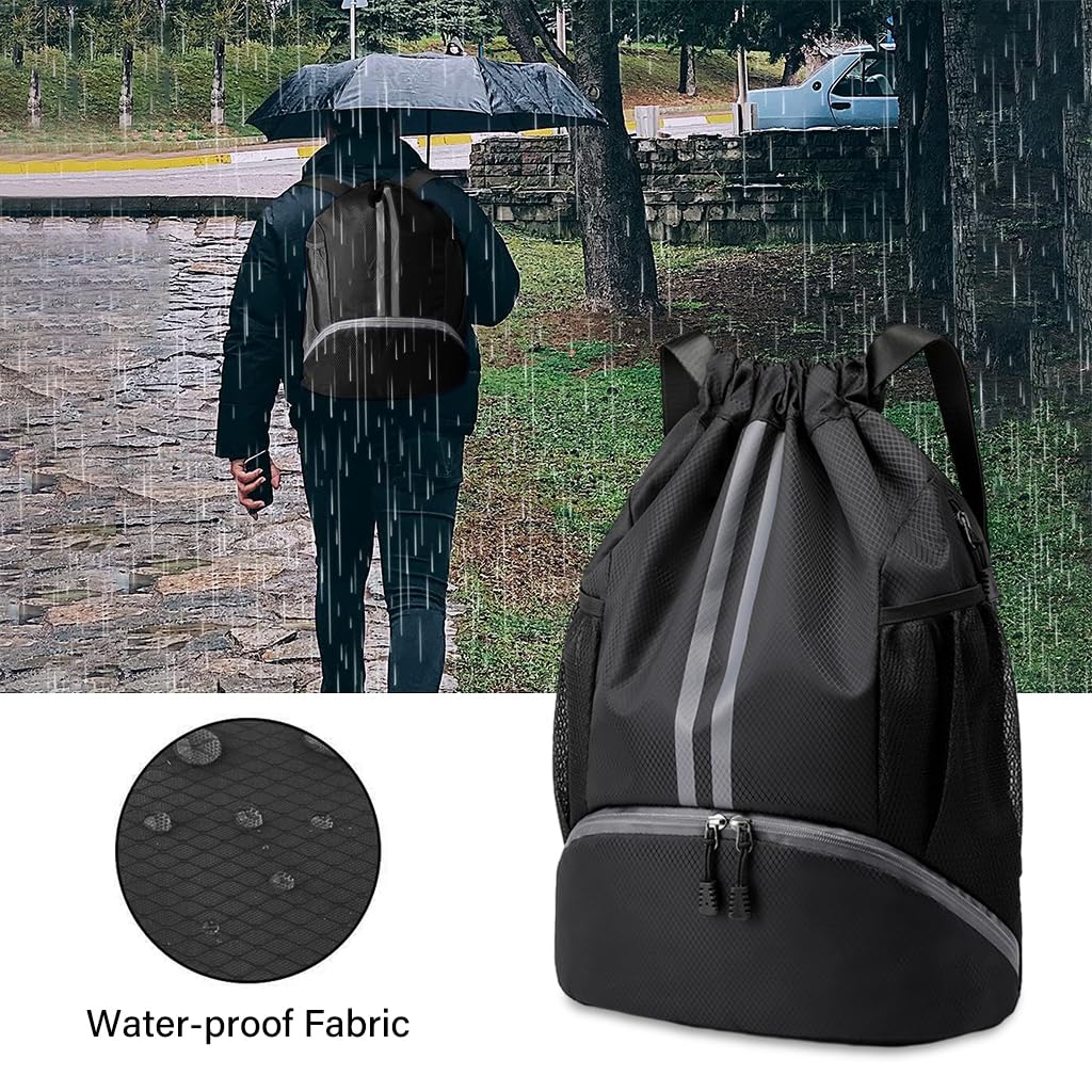 Optifit Basketball Drawstring Bag Sport Drawstring Bag Large Capacity Fitness Backpack with Shoe Compartment Gym Backpack Football Backpack Outdoor Drawstring Bag Backpack