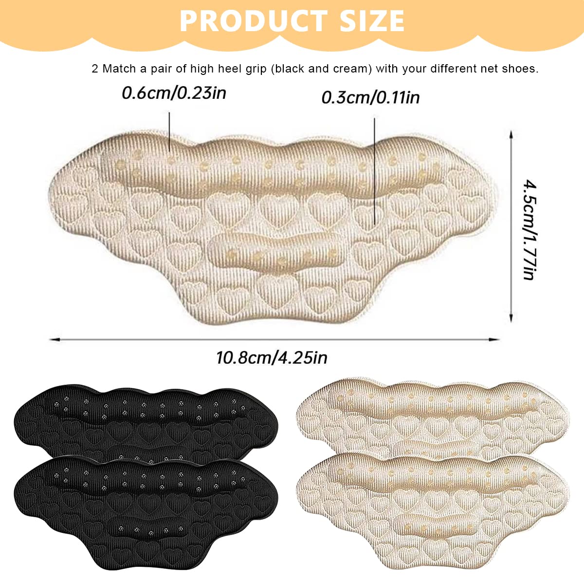 GUSTAVE 2 Pair Heel Grip for Women,Heel Grip Liner Heel Inserts Self Adhesive Heel Cushion Pad Grip for Loose Shoes,Anti Wear Protection for Heel Heel Anti Wear Sticker