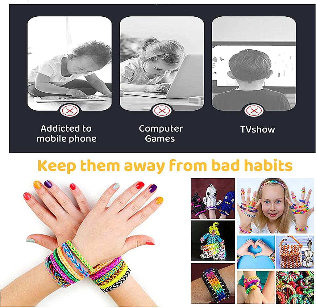 PATPAT 1150+ 20 Color Loom Rubber Bands Set, ,Gift Rainbow Rubber Bands Bracelets Making Kit for Girls/Sisters Include Rubber Bands, Charms, Hooks, Beads, Crochet, Loom, Clips Accessories DIY Kit