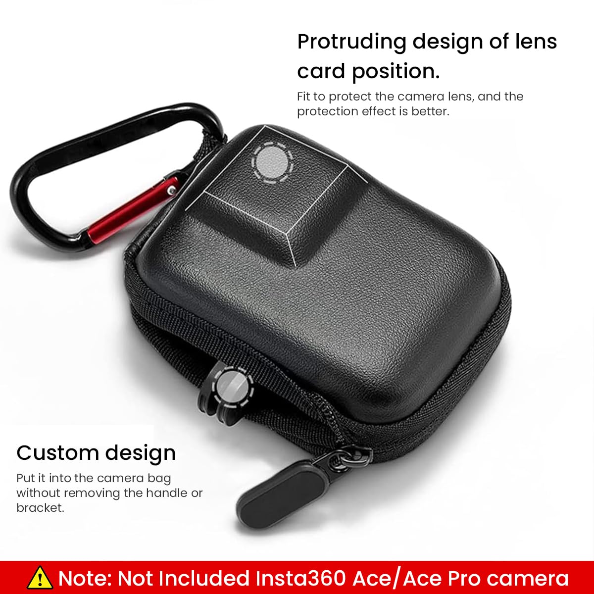 ZORBES Carry Case for Insta360 Ace/Ace Pro Action Camera EVA Hard Case Anti-Scratch Insta360 Ace/Ace Pro Carry Case with Carabiner Dual Zipper Protective Carry Case Compatible with Mount Attachment