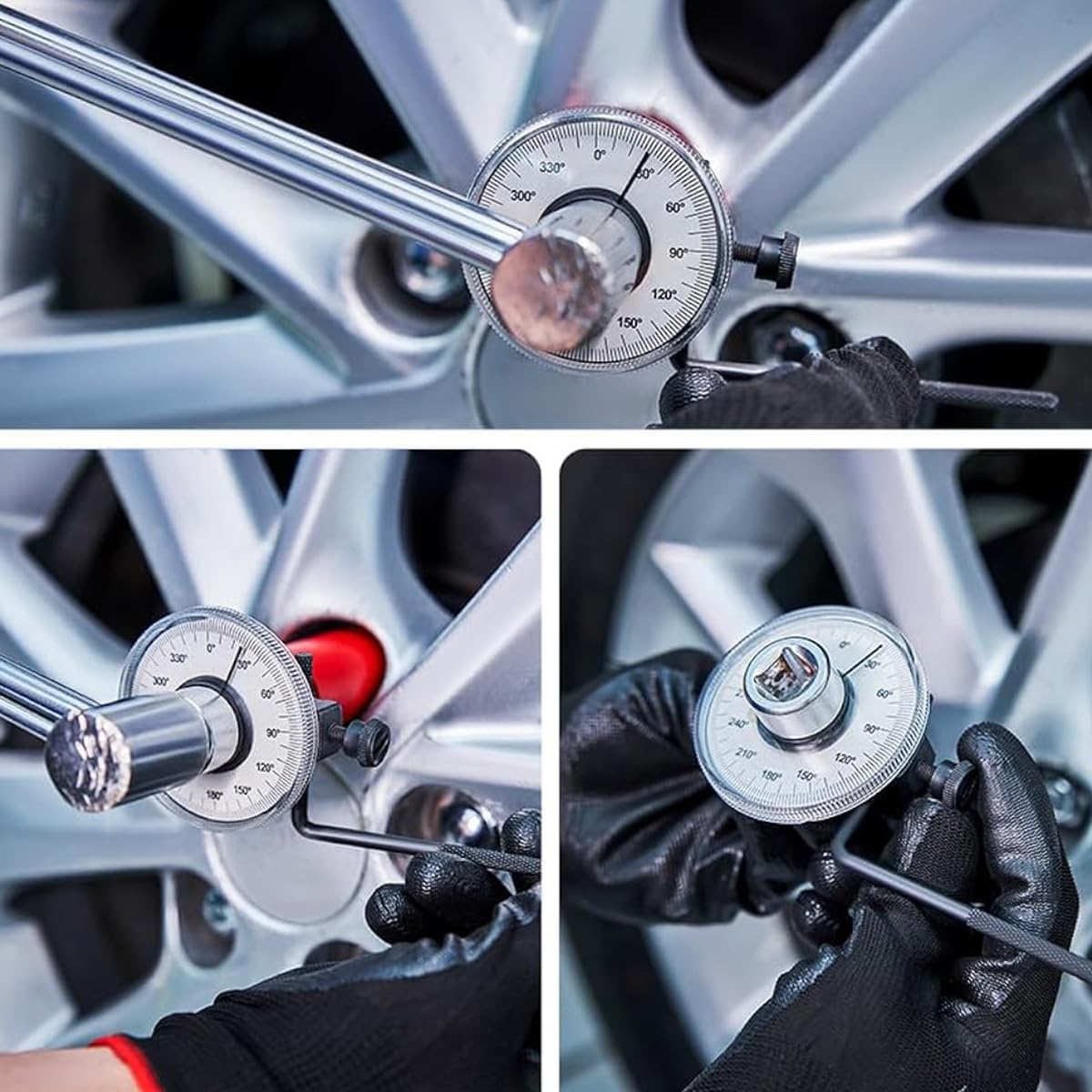 Serplex Torque Angle Gauge Tool Manual Automotive Angle Torque Gauge with Wrench Tool 360-degree Dial Angle Gauge Precise Fastening Angle Torque Gauge