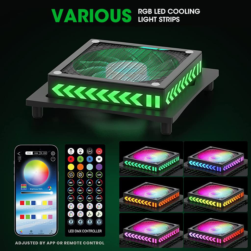 Verilux RGB Cooling Fan for Xbox LED Fan Cooling System with Dust Screen, 8 Single Color Multi Light Effect Low Noise Cooling Fan for Xbox Series X Support Switch Control, App Control, Remote Control