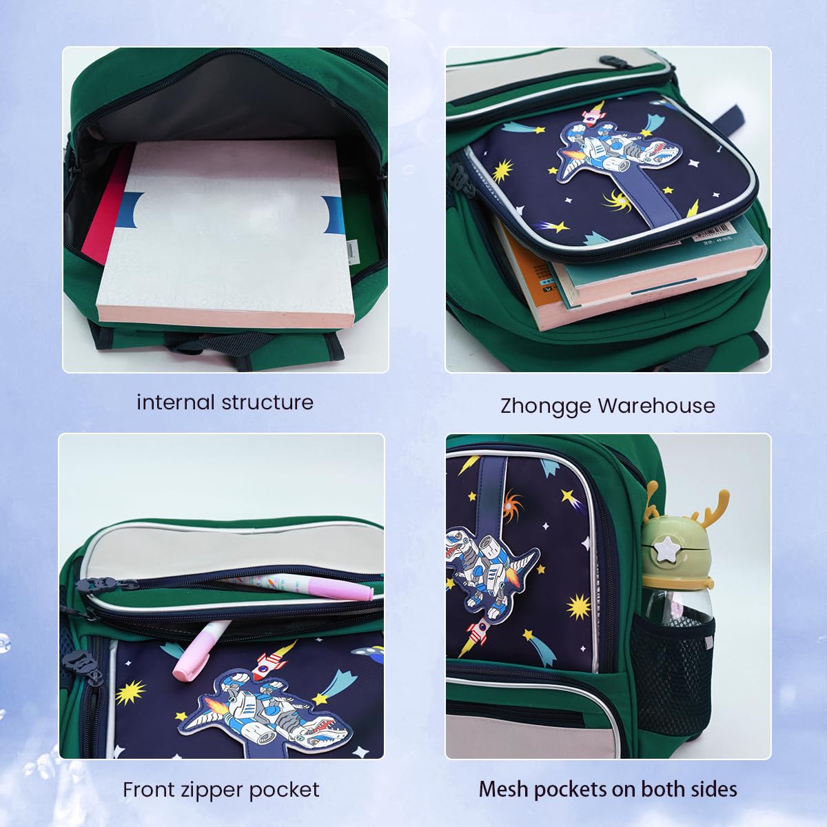 ZIBUYU School Bags for Boys Kids Dinosaur Cartoon Lightweight Backpack for School, Travel, Camping, Burden-relief School Girls Bags for 3-7 Years Old