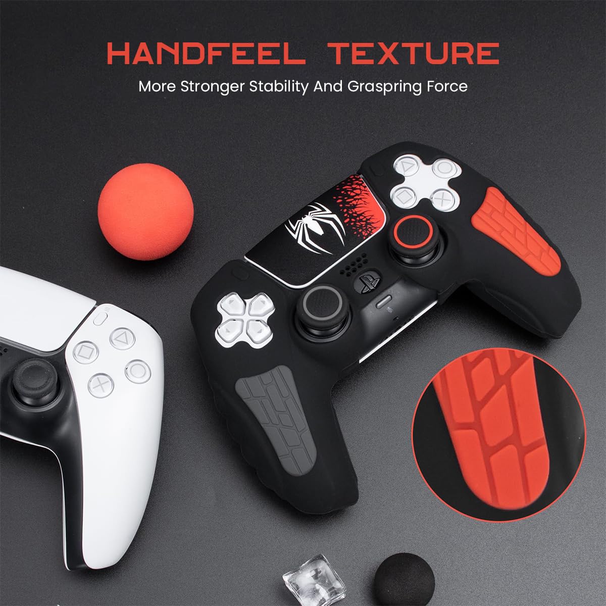 ZORBES PS5 Controller Cover Case, Anti-Slip Sweat Proof Silicone Cover Skin PS5 Controller Skin Cover for PS5 Dual Sense Controller with Thumb Grip Caps, Joystick Protectors and Cover Wrap Sticker