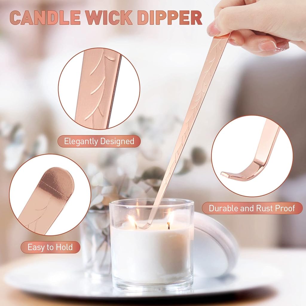 HASTHIP® 3 in 1 Candle Accessory Set Wick Trimmer Snuffer Dipper Gift Package Essential Supplies for Scented Lover 2PCS