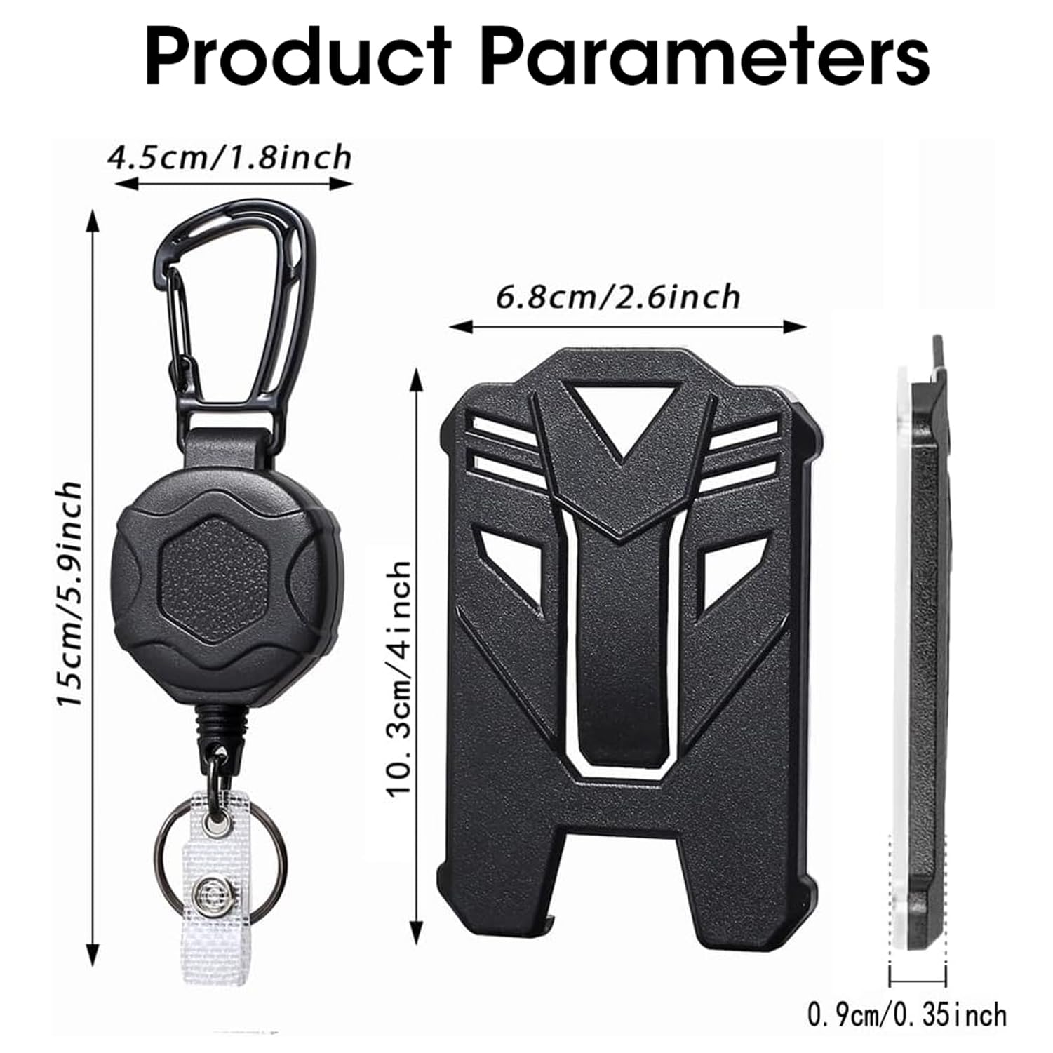 HASTHIP Retractable Keychain with ID Card Holder Retractable Badge Holder, Heavy Duty Carabiner Keychain with 31.5