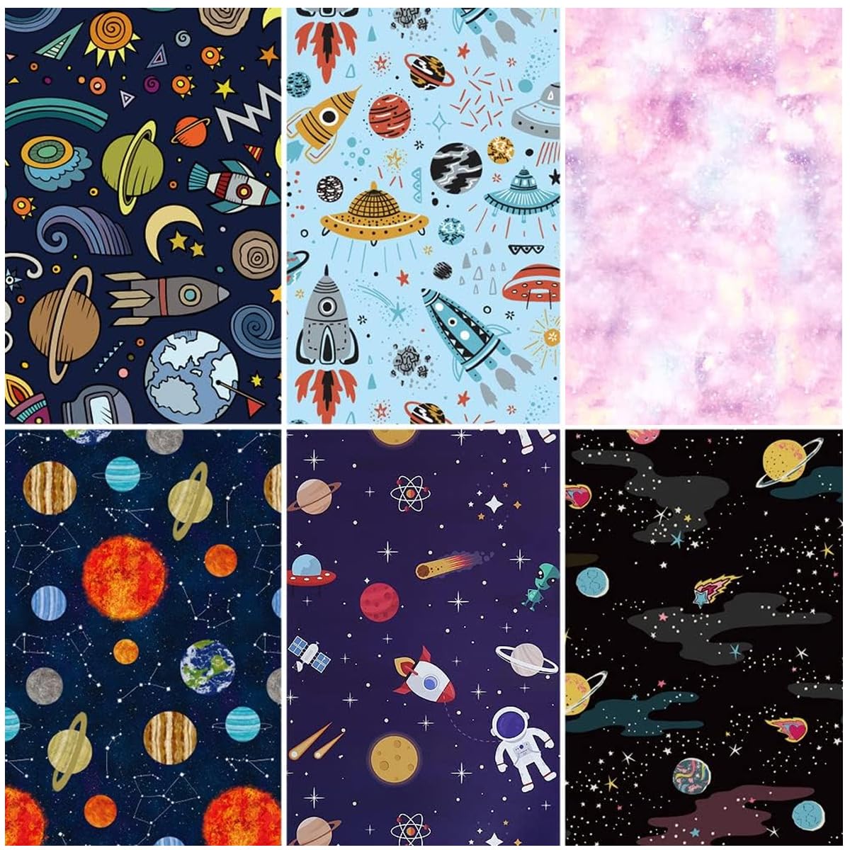 HASTHIP 6 Sheets Birthday Wrapping Paper for Kids Girls Boys Women Men, Outer Space Design Wrapping Paper, Gift Wrapping Paper Set for Birthday Party Holiday DIY Crafts Supplies, 27.6 x 19.7 Inch