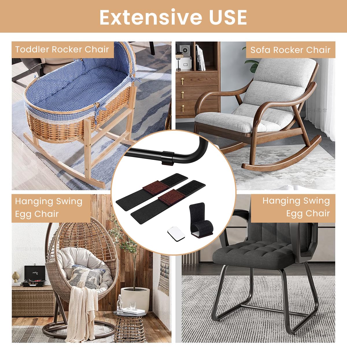 HASTHIP 12pcs Chair Feet Pads Non-Skid Felt Pad Glides for Cantilever Chairs Noise Reduction Pads Floor Protectors Hook and Loop Chair Feet Pad Straps for Cantilever Chair