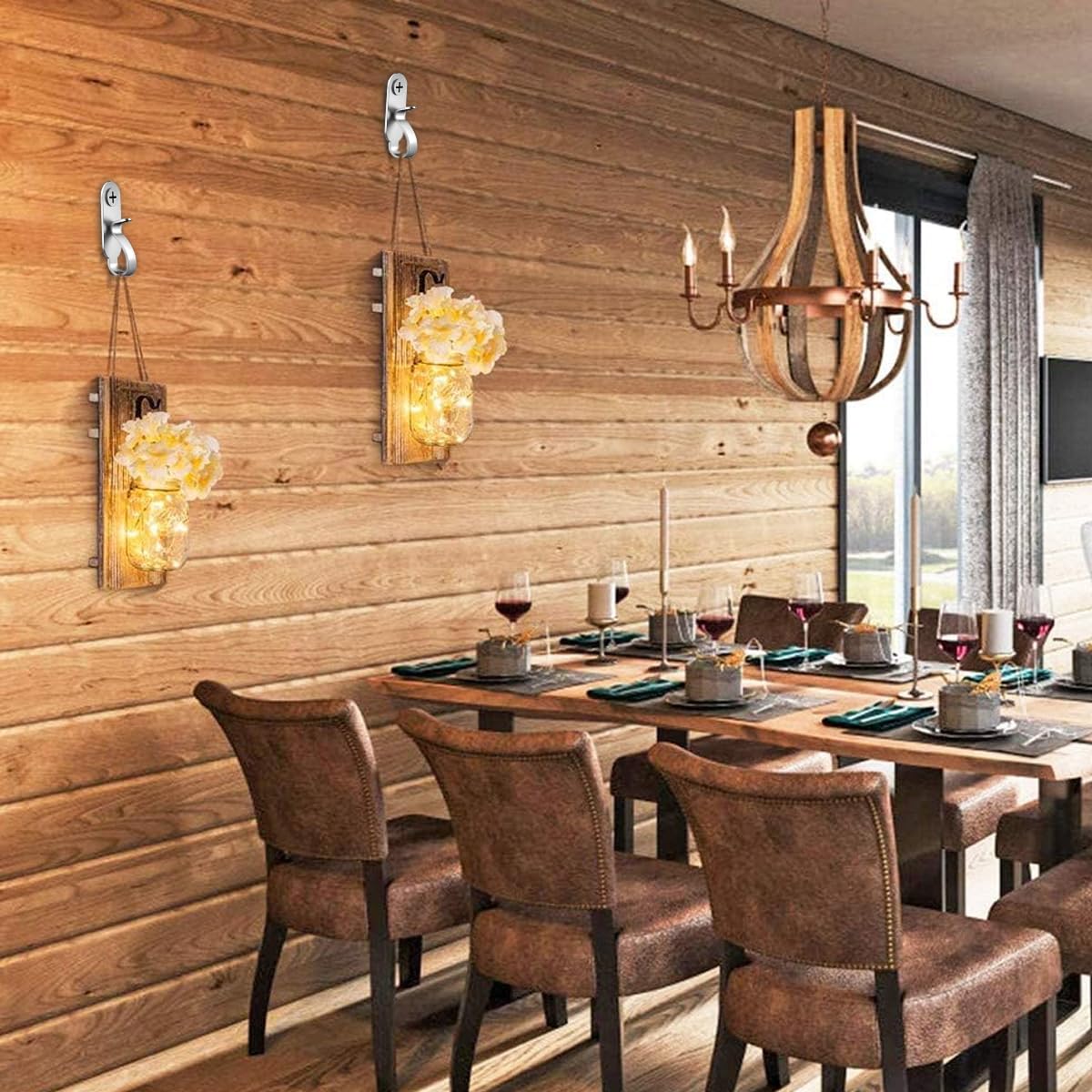 HASTHIP 20Pcs Stainless Steel Wall Hooks - Versatile String Light Hangers, Screw-in Clips for Indoor/Outdoor Decors, Fairy Lights, Cable Organizer, Outdoor Screw Hooks for Christmas Party