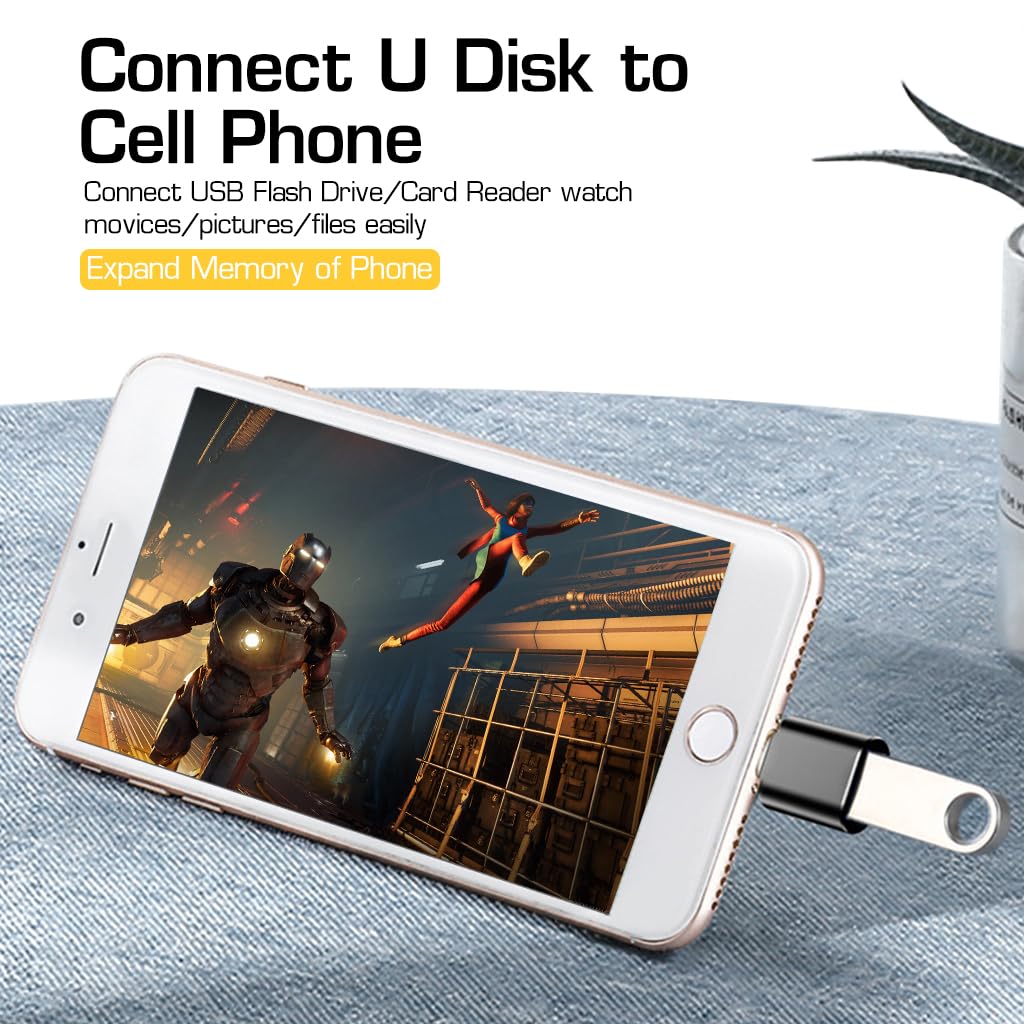 Verilux USB OTG Adapter for iPhone, Lightn-ing Male to USB Female Transfer Portable USB Camera Adapter OTG Data Sync Adapter for iPhone13/12/11/Xr/X/XS/8/7/Card Reader/Flash Drive/Mouse/MIDI Keyboard