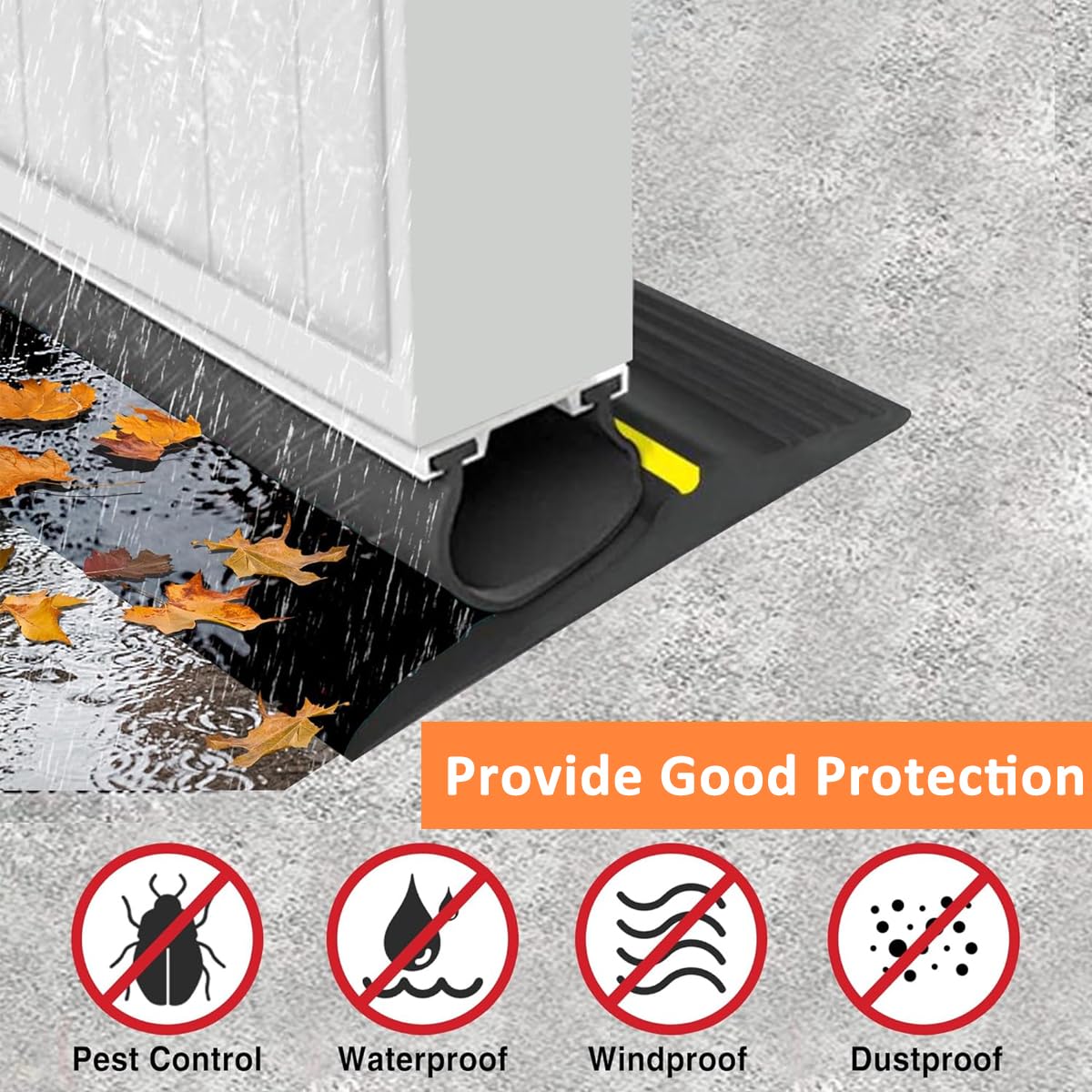 HASTHIP Rubber Door Sweep Weatherproof Door Seal Strip Non-sticky Door Window Weather Stripping, Door Weatherstrip, Door Seal Strips, Weather Stripping for Doors and Windows, 88mm width, 9.84ft