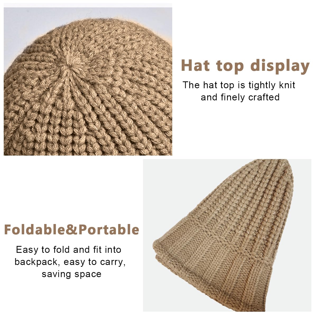 PALAY Winter Cap for Women Fashion Bucket Hat for Women Knitted Hat Winter Warm Hat Beanie Cap Crochet Winter Cap Bronze