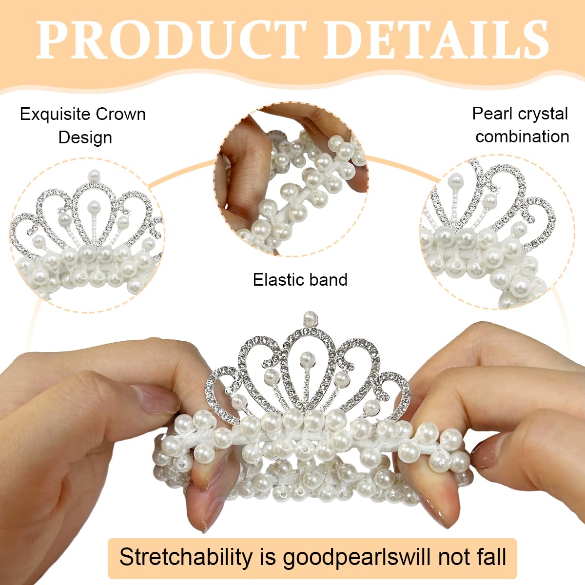 MAYCREATE 4pcs Hair Tie Elastic Scrunchies for Girls Crown Pearl Scrunchies Hair Accessories Hair Ropes for Hair Bun, Ponytail Gift for Girls