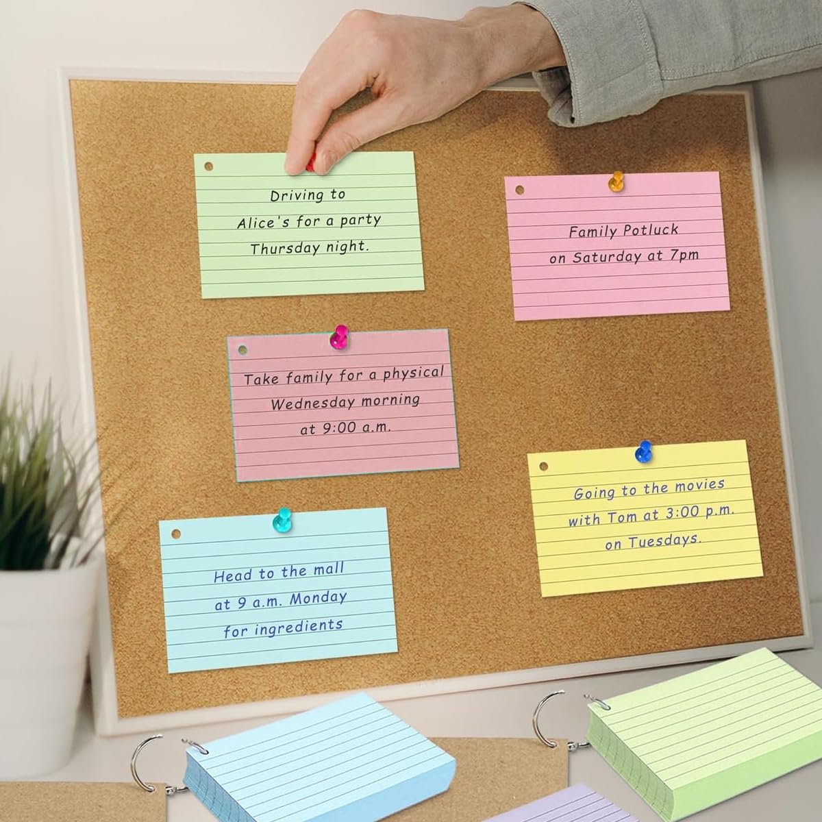 Climberty 200 Sheet Flashcards Papers 3x5 Inches 4-Color Ruled Bulk Color Flashcards Papers with Binder Rings Smooth Writing Flashcards Paper for Noting, Learning, Presentation Prep