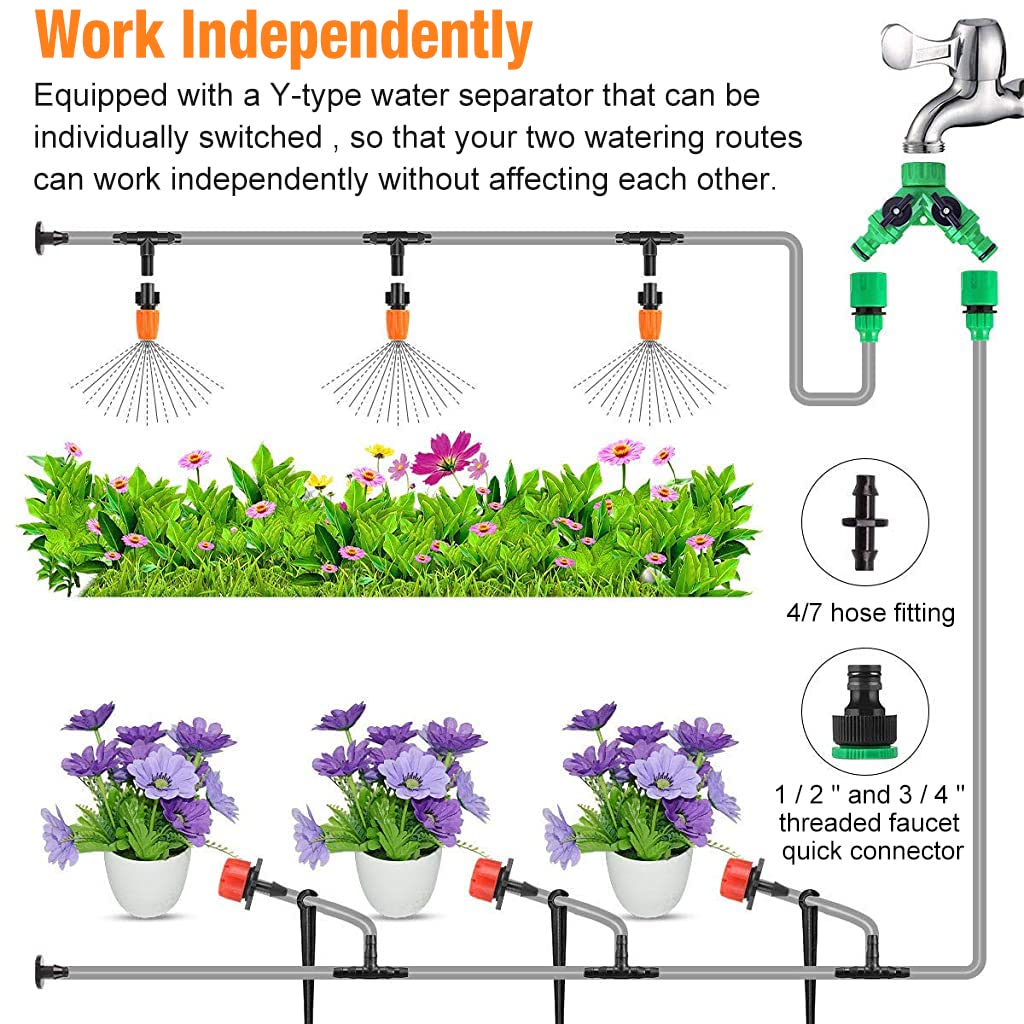 HASTHIP Drip Irrigation Kit for Home Garden 30 Plants with 30m Adjustable Micro DIY Irrigation Kit, Heavy Duty Drip Irrigation Accessories For 30 Pot with Install Kit