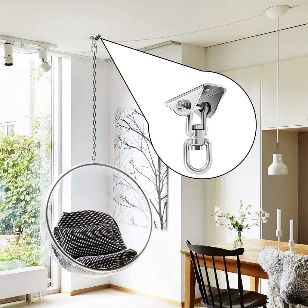 Supvox Heavy Duty Ceiling Hook Kit for Installation of Hammock, Swing, Sandbag, Yoga Hammock, Ceiling Fan, Ceiling Lights, Stainless Steel 360° Swivel Ceiling Mounting Accessories, Maximum Load 250kg