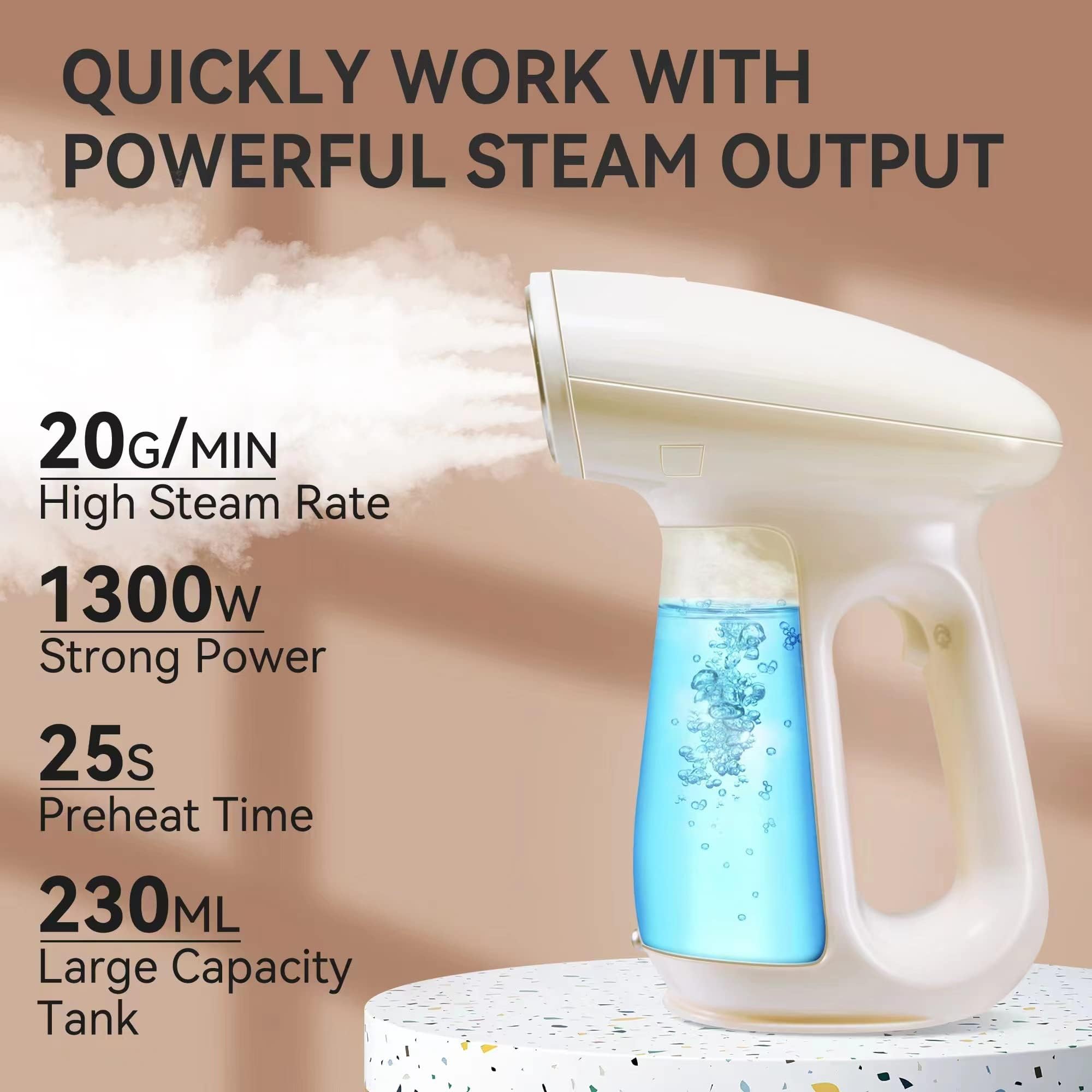 Bear Garment Steam Iron for Clothes 1300W Fast Heat-up Portable Steam Iron Handheld Lightweight Cloth Wrinkles Remover Travel Iron Mini Hand Steamer for Clothes Built-in Aromatherapy Box with Brush